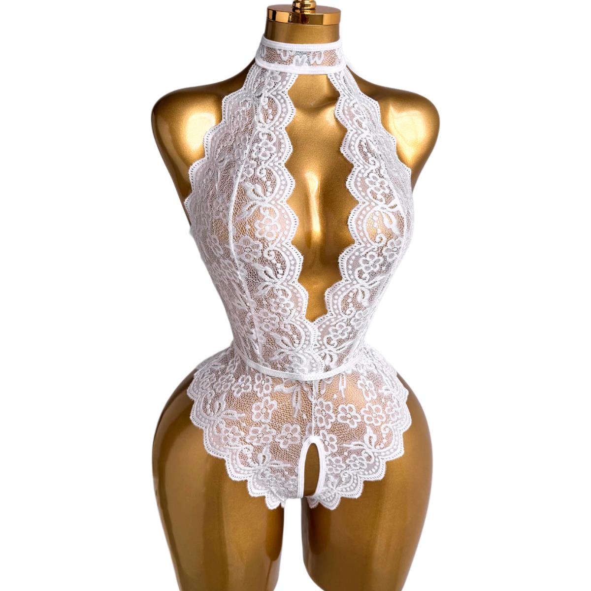 Beyaz Halter Yaka Çiçekli Dant - Lace Teddy Lingerie incelemesi ve fiyatı